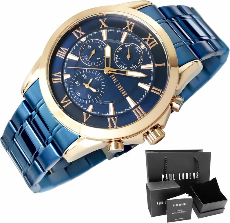 Orë dore për meshkuj Paul Lorens, bakri/navy blue