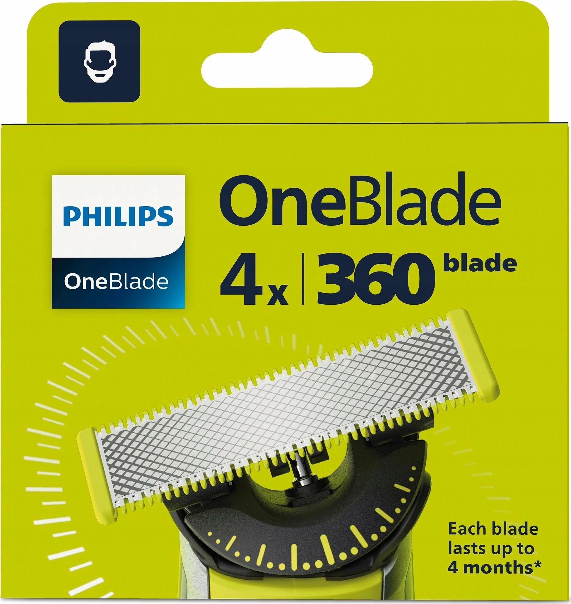 Tehë zëvendësuese për makinê rroje Philips OneBlade 360 QP440/50, 4 copë