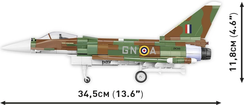 Set blloqe ndërtimi, Cobi Klocki, 5843 Eurofighter Typhoon FGR4 1:48, 577 pjesë, plastikë, me bazë ekspozimi, kamuflazh RAF