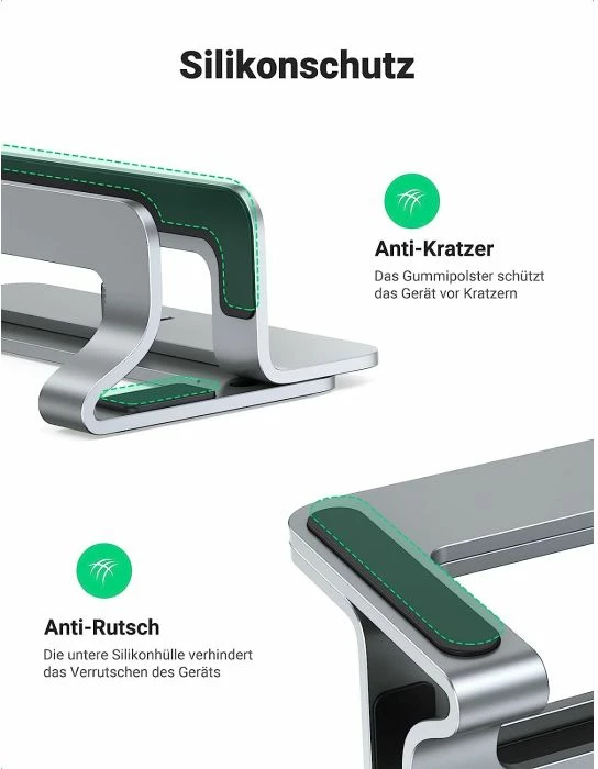 Mbajtëse vertikale për laptop UGREEN 20471, alumini, gjerësi e rregullueshme, për MacBook/iPad, argjend