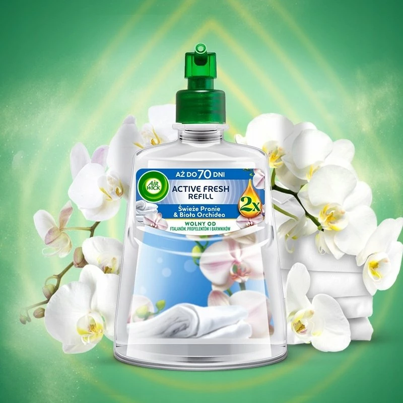 Rimbushje aromatizuesi automatik Air Wick Active Fresh Fresh Laundry & White Orchid 228 ml