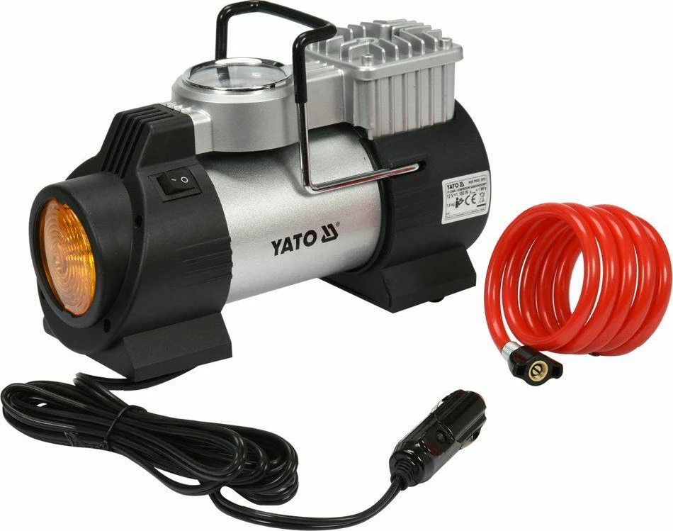 Kompresor për veturë Yato YT-73460 12 V 180 W me manometër, 10 bar, 40 L/min, me lampë LED