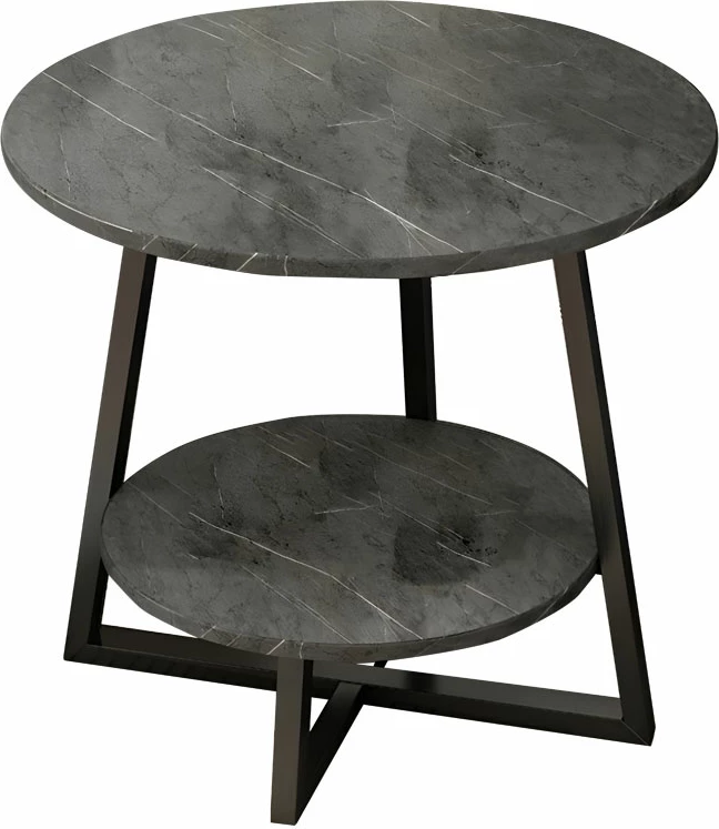 Tavolinë kafeje Rota MDF ngjyrë mermeri gri e errët e zezë D60x60cm