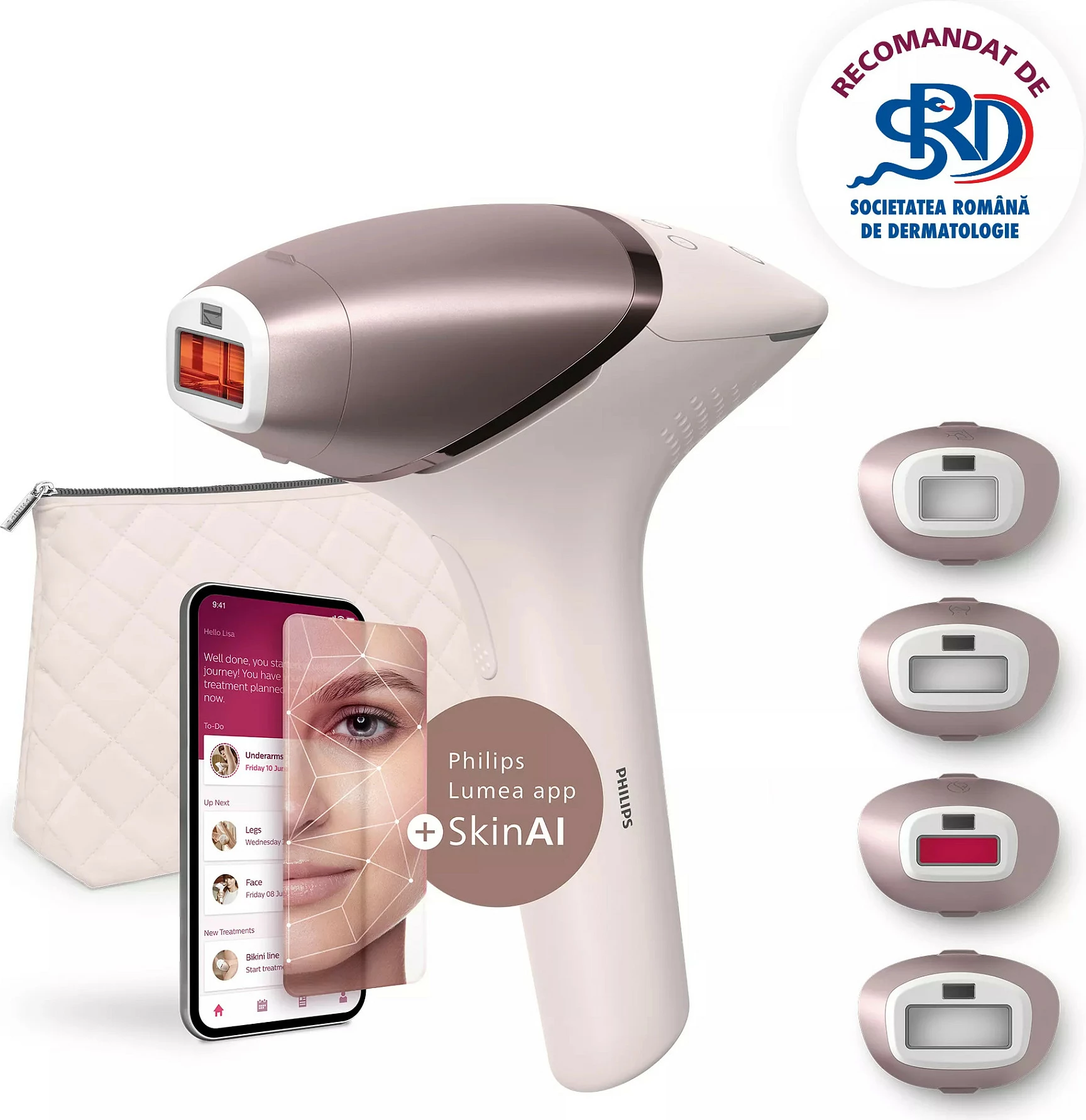 Epilator IPL Philips, heqës qimesh me dritë impulsive, rozë ari