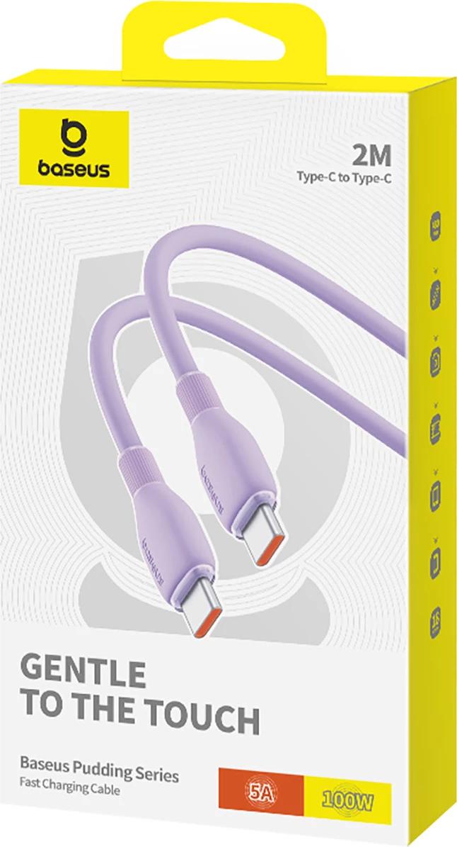 Kabllo USB-C Baseus Pudding 2m, 100W, Violet