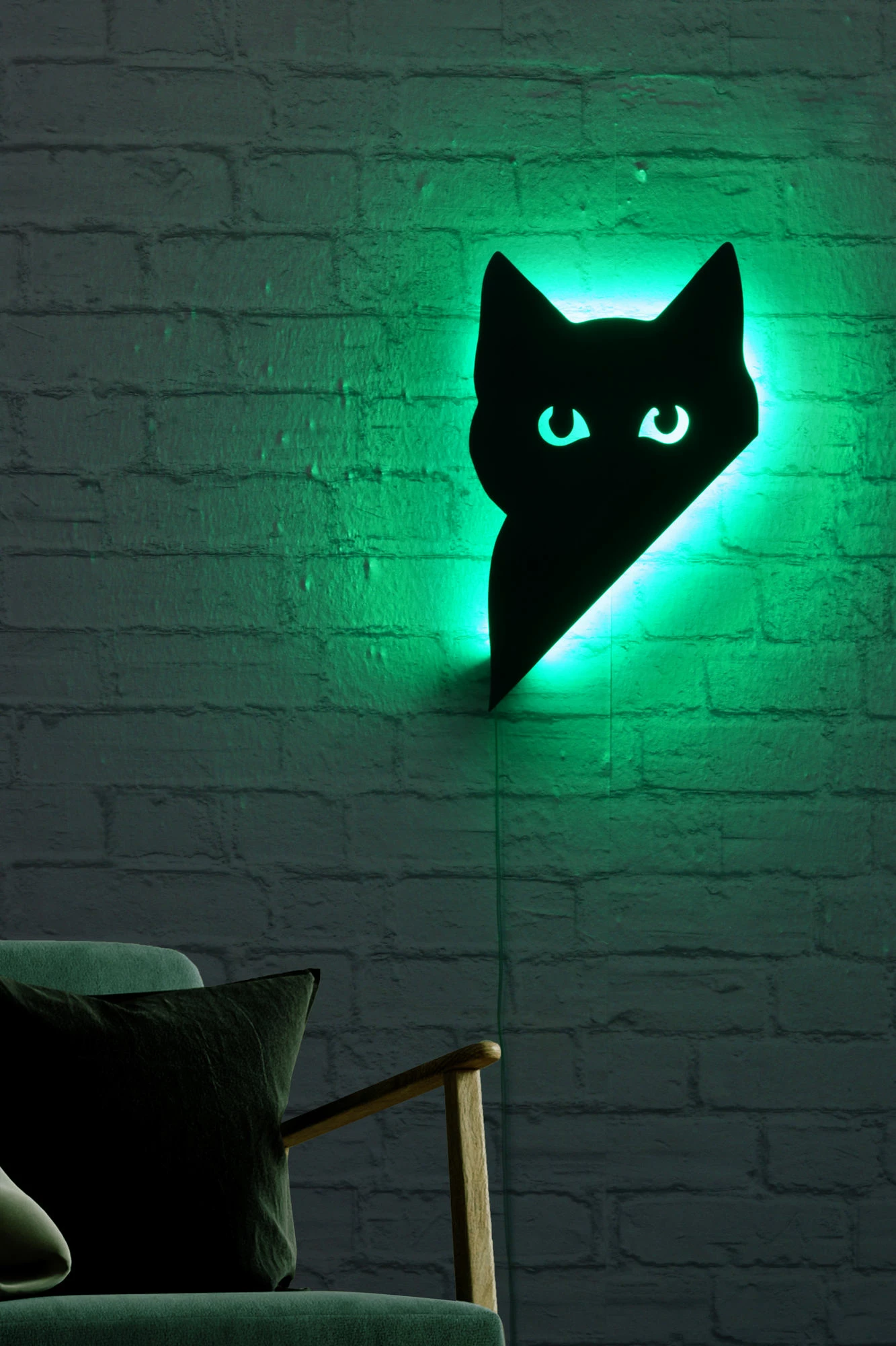 Dritë dekorative LED, formë mace, ngjyrë e gjelbër, Wallity Cat 2