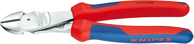 Knipex kërruse diagonale 74 05 200, 200mm, çelik krom-vanadium, dorezë plastike, kaltër/kuqe