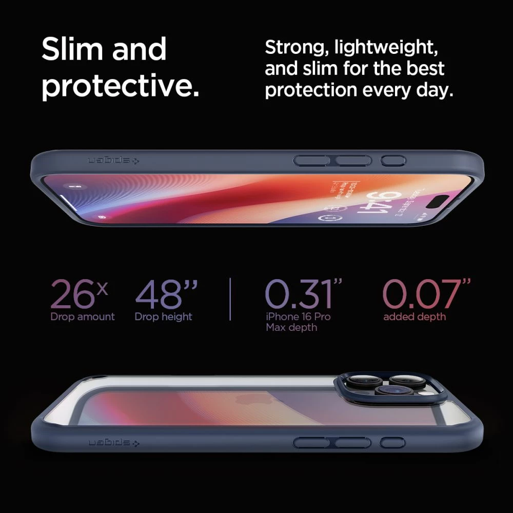 Mbështjellës Spigen Ultra Hybrid për iPhone 16 Pro Max, TPU/PC, MIL-STD 810G, Blu, 1 copë
