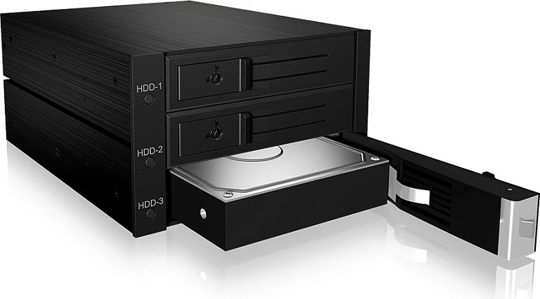 Backplane ICY BOX, 3x HDD SATA 3.5 inç, për 2x 5.25 inç bay, Hot-Swap, i zi
