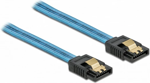 Kabllo SATA DeLOCK SATA III 30 cm, 6 Gb/s, UV glow, e kaltër
