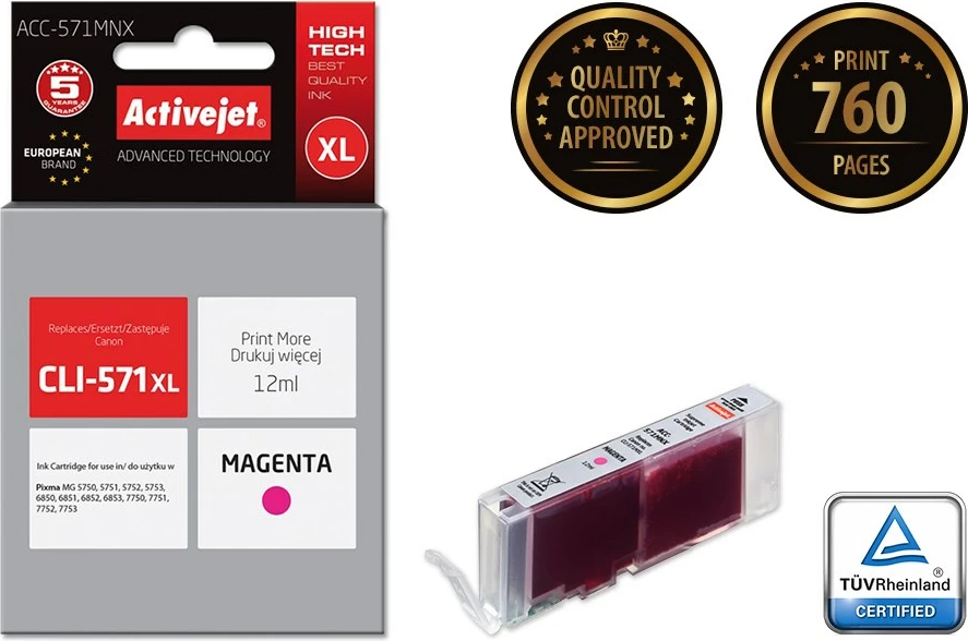 Ngjyrë zëvendësuese Activejet ACC-571MNX për printer Canon, 12ml, e vjollcë