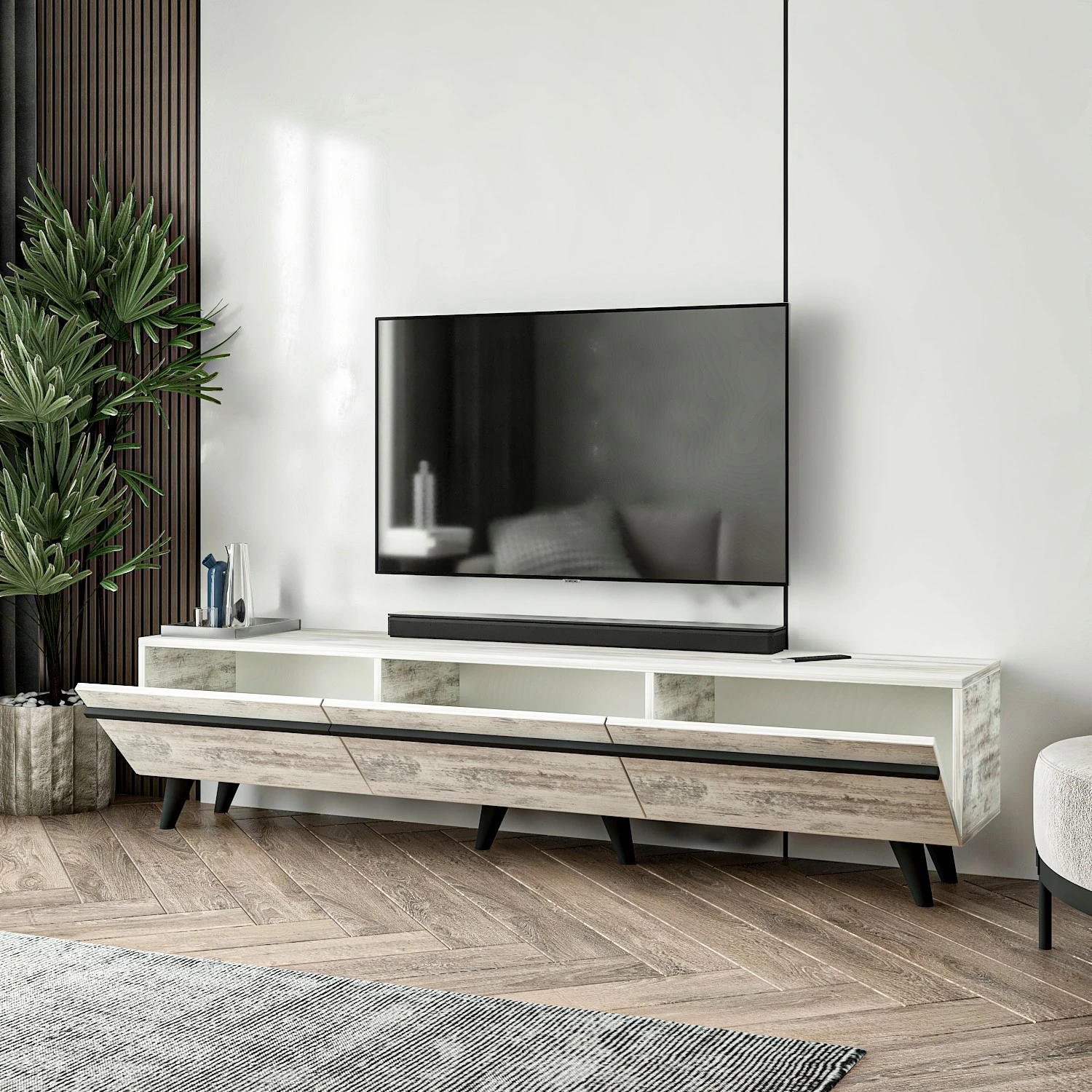 Komodë TV Hanah Home, Amsterdam, ngjyrë kristali