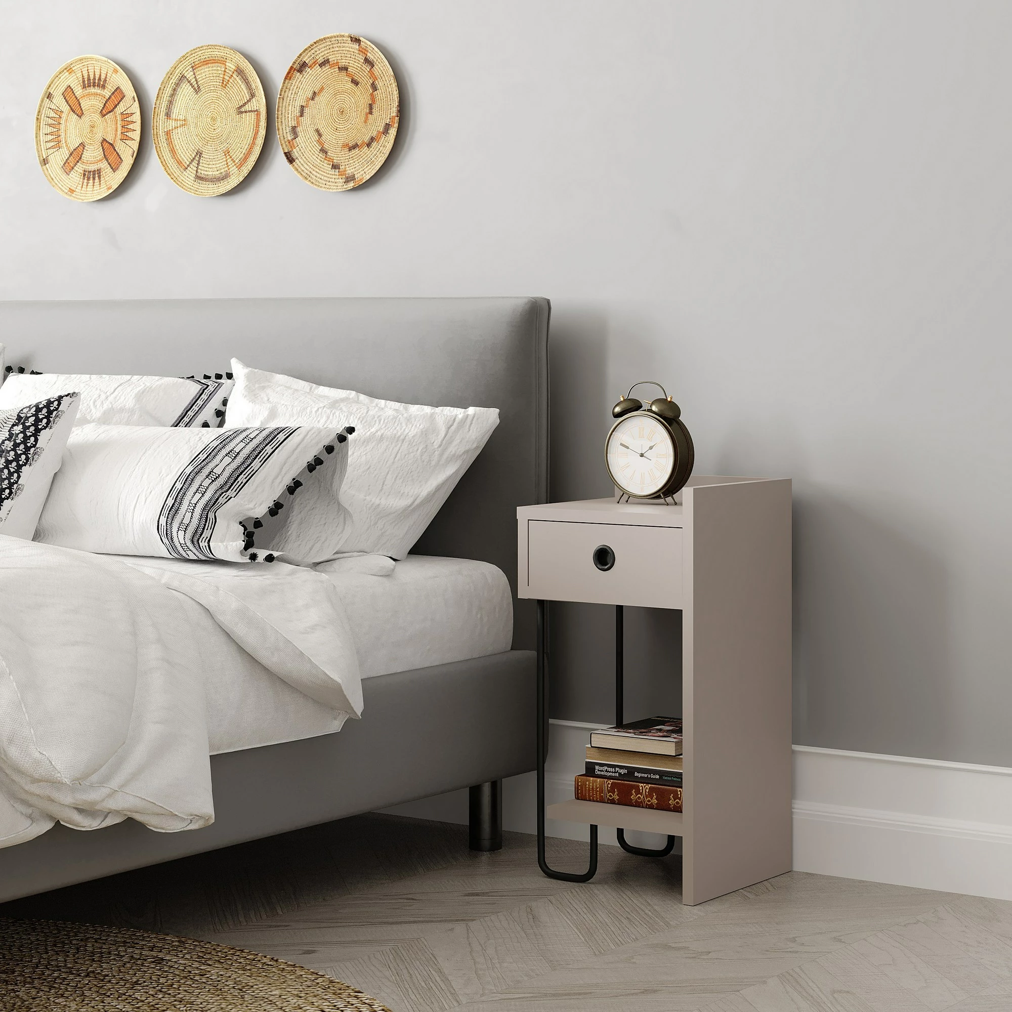 Komodinë anës krevati Skye Decor, Sirius, e djathtë, ngjyrë moka e çelët