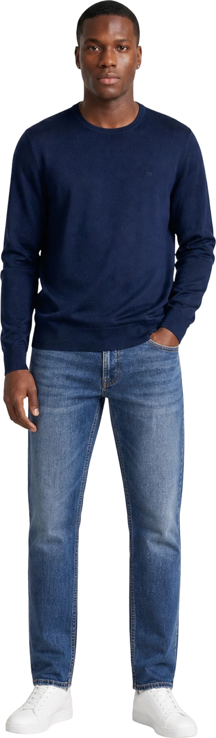 Xhemper për meshkuj Calvin Klein Merino RWS Crew Neck K10K109474, i kaltër [Madhësia: S]