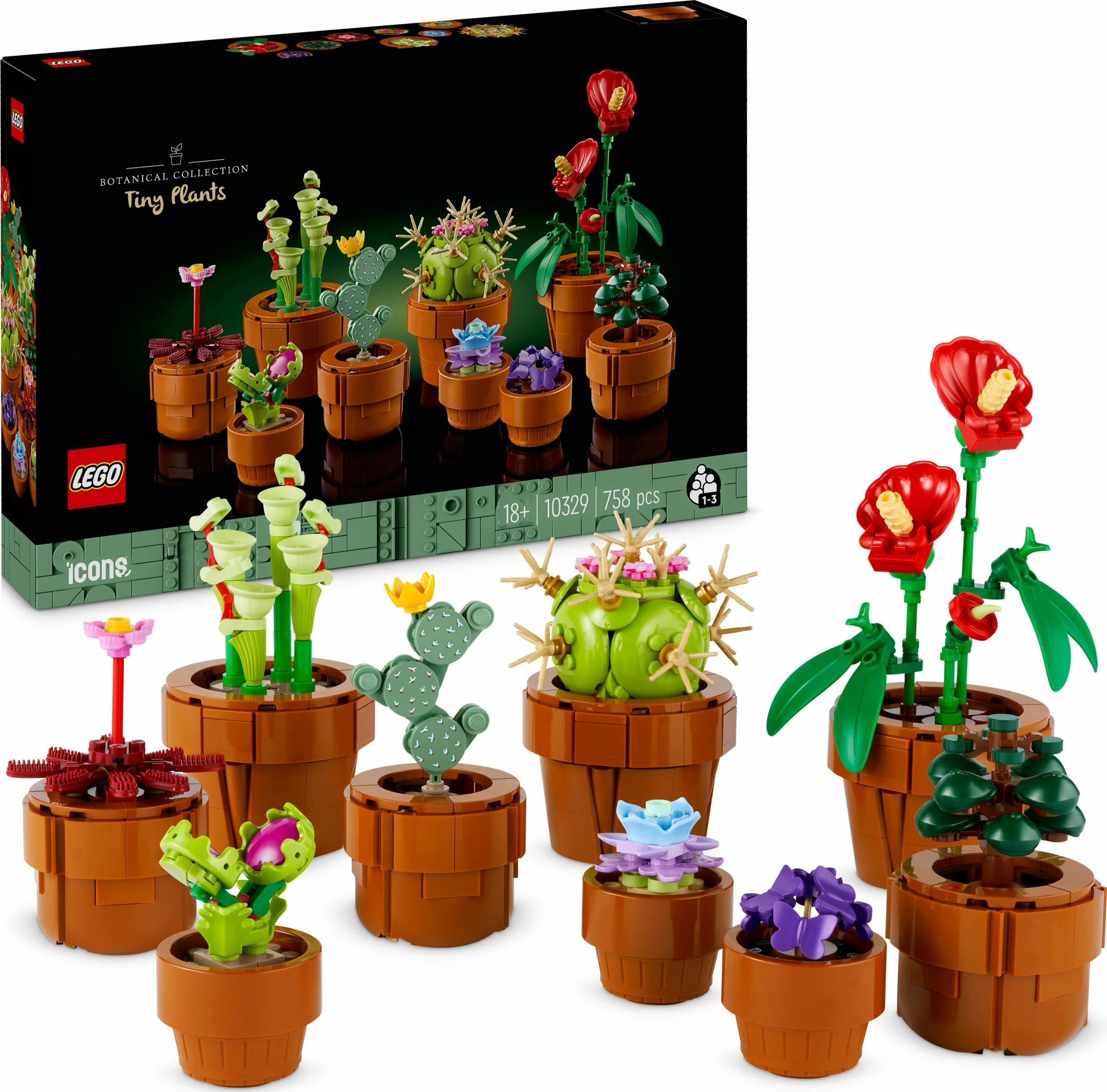 Set LEGO Icons LEGO 10329 Small Plants, 758 pjesë, terrakotë