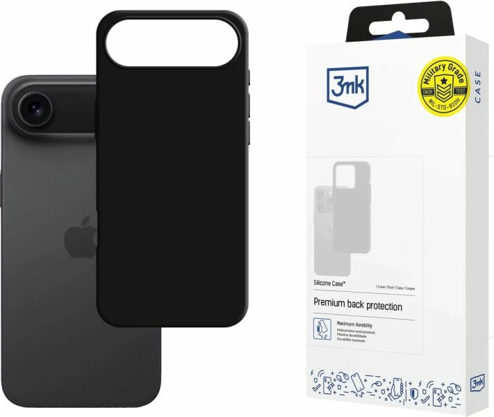 Kuti silikoni 3mk Protection për iPhone 17 Air, e zezë