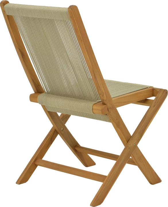 Karrige e palosshme Banou, dru teak dhe litar PE, ngjyrë e zezë, 51.5x58x88cm