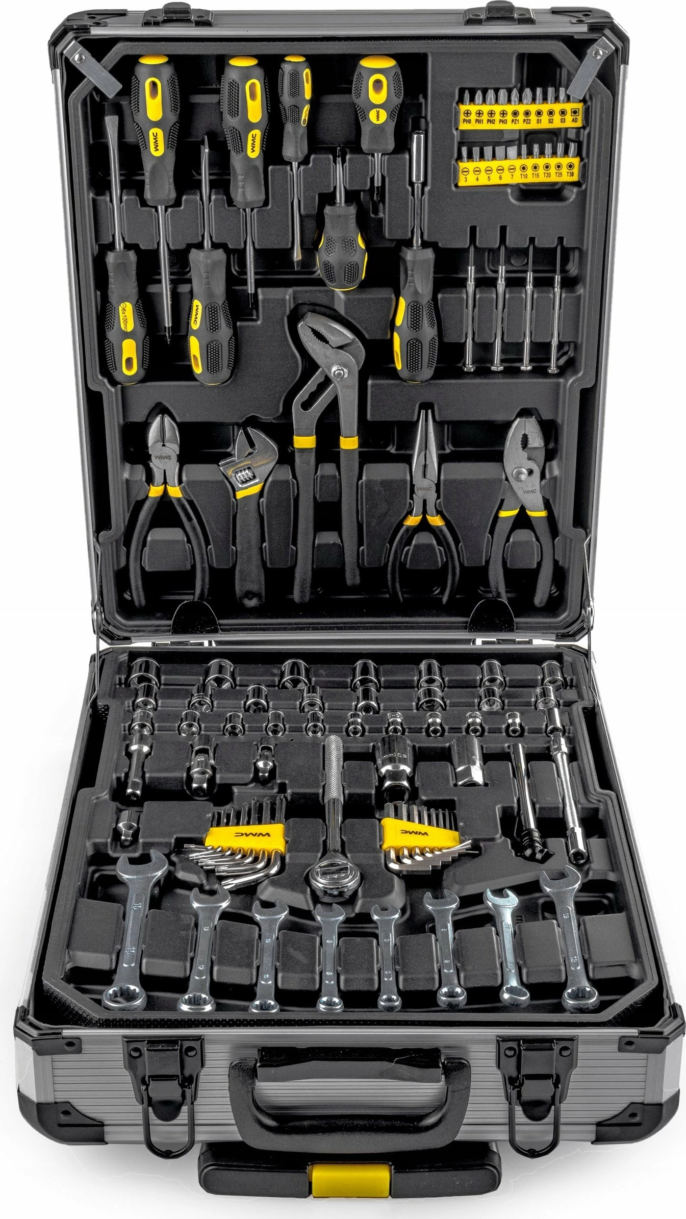 Set veglash WMC WMC-186-3 186 copë, zi/verdhe, në valixhe