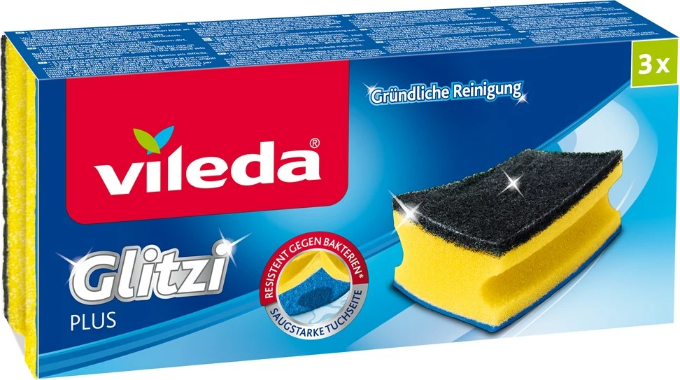 Sfungjer drejtkëndësh Vileda 138203, fibër të zezë/kaltër/verdhë