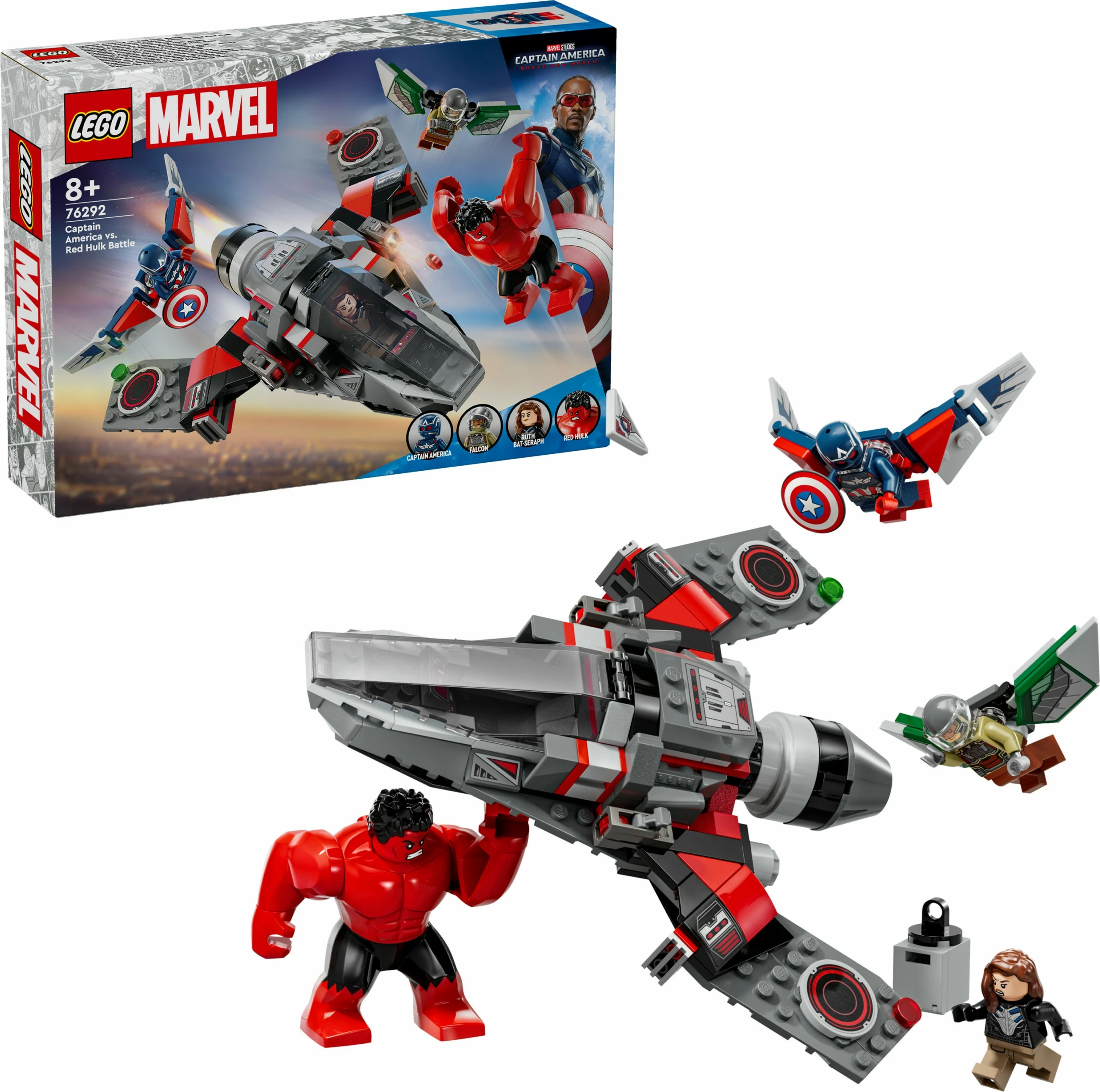 Set ndërtimi LEGO Marvel 76292 Captain America vs Red Hulk, shumëngjyrësh