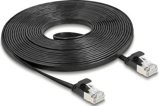 Kabllo rrjeti DeLOCK 81167 Cat6a 5m RJ-45 10Gbps e sheshtë, e zezë