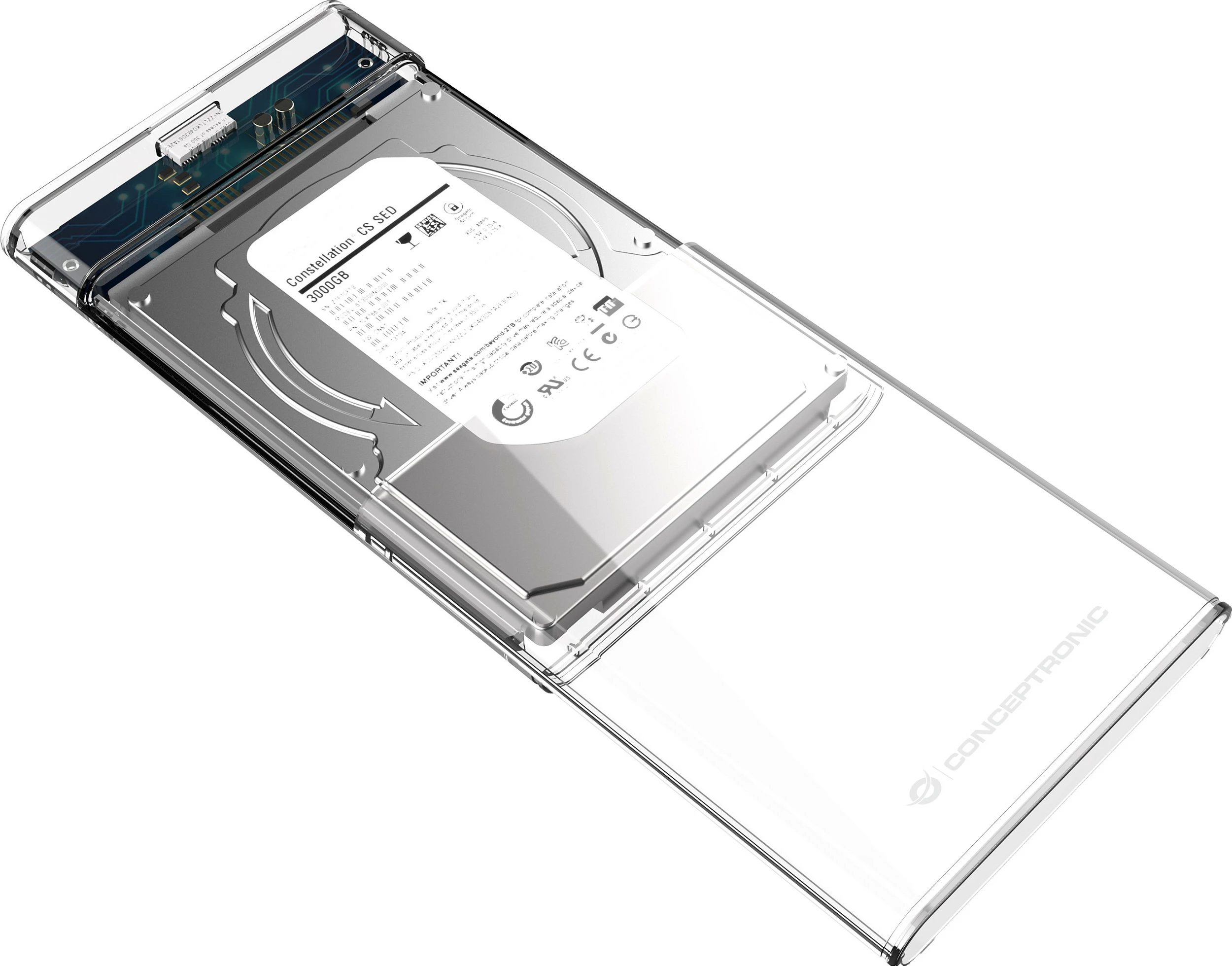 Kasë eksternale Conceptronic për HDD/SSD 2.5" SATA, USB 3.2 Gen 1 5Gbps, transparente