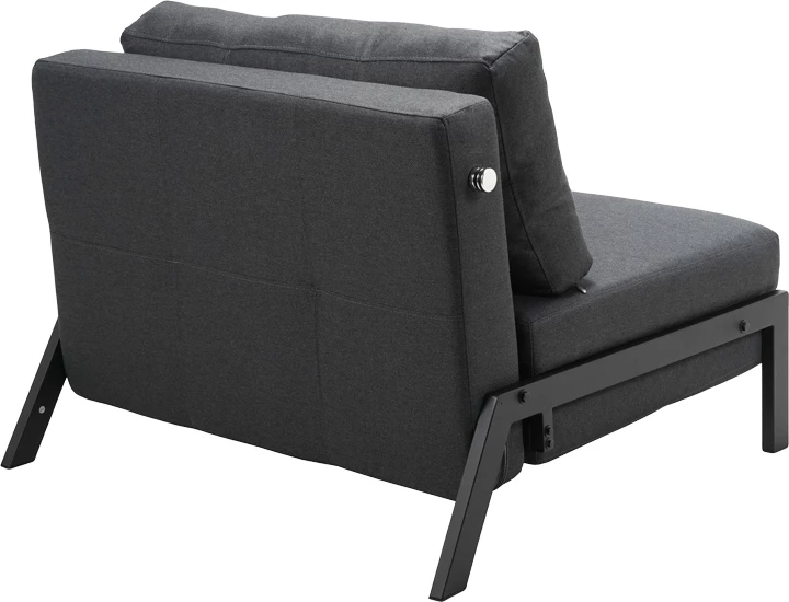 Fotelje-shtrat Fancy, ngjyrë antracit, këmbë metalike të zeza, 95x98x70cm