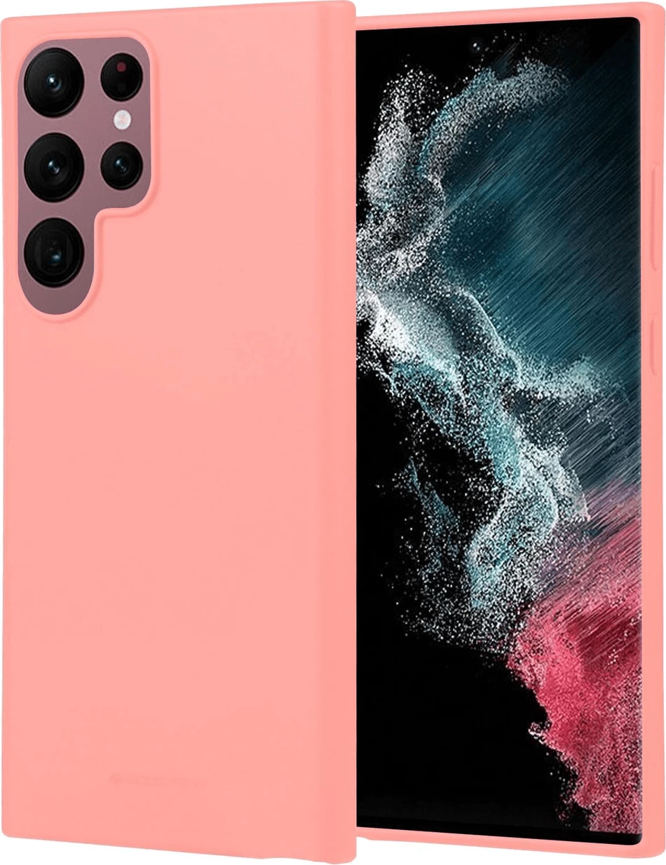 Mbështjellës silikoni Goospery Soft Feeling për Samsung Galaxy S23 Ultra 5G, rozë