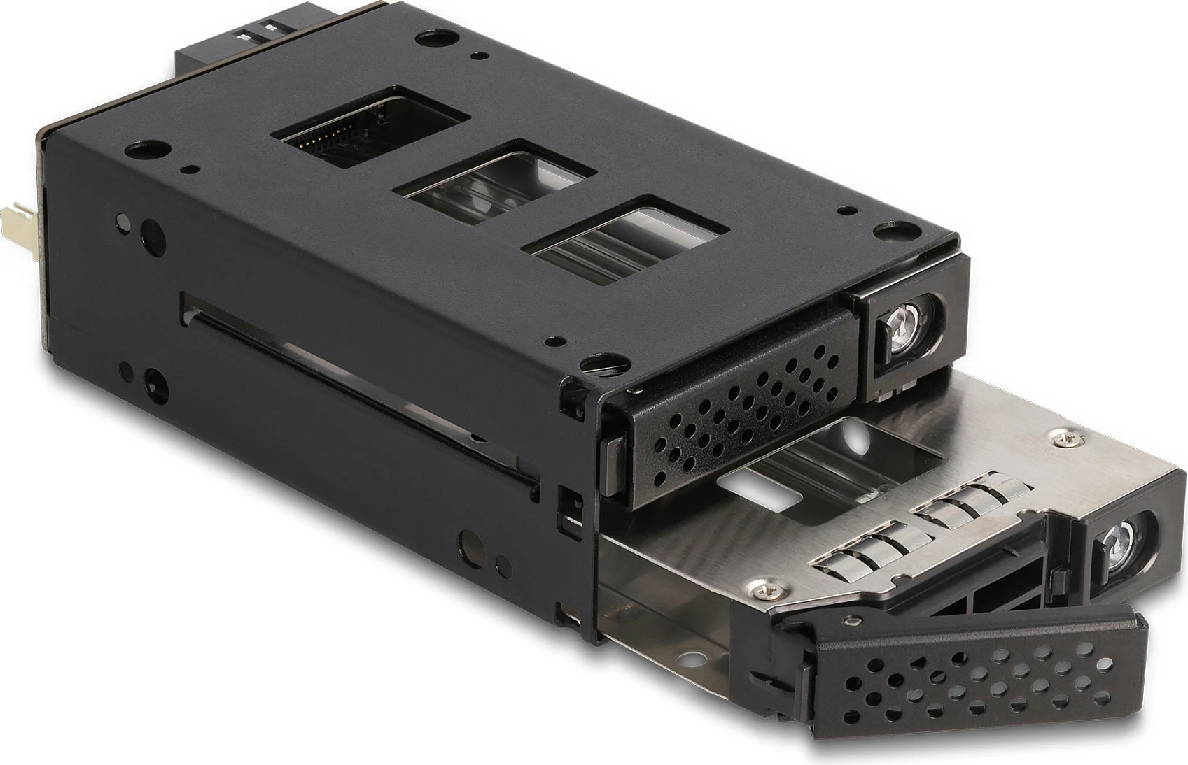 Rack mobil SSD DeLOCK Slim Bay, 2x 2.5" U.2, metal, me çelës, e zezë