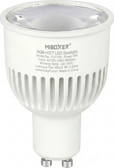 Spot LED GU10 Miboxer FUT106, 6W, RGB+CCT, 550 lm, 2.4GHz, i bardhë