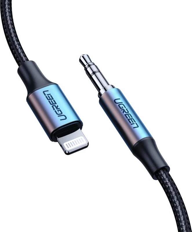 Kabllo audio AUX Ugreen 70509, Lightning në 3.5 mm, 1 m, Gri