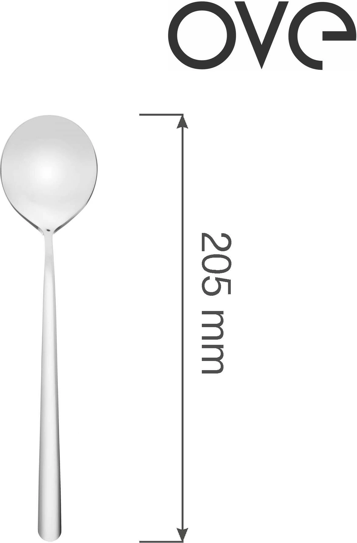 Lugë supe OVE Amarone 205 mm, inox 18/10, argjend, set 12 copë