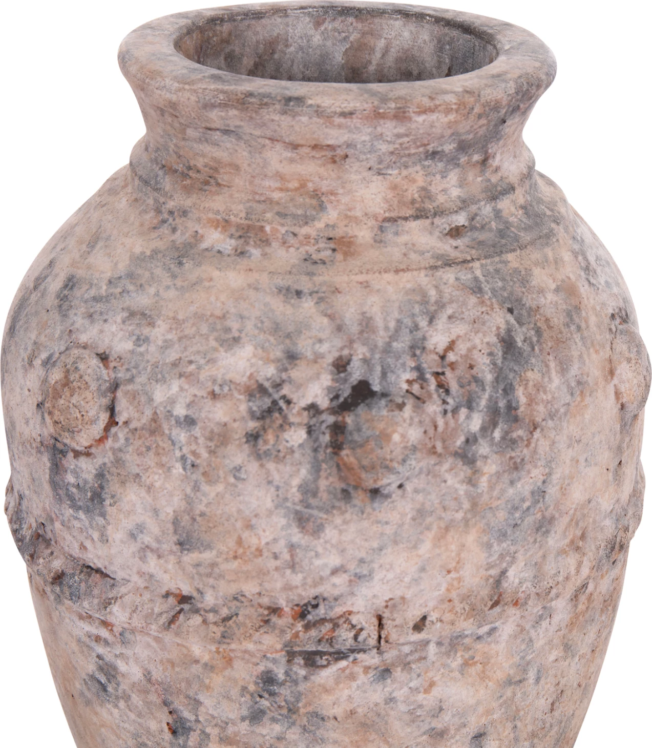 Vazo dekorative tavoline, terrakote, ngjyrë gri e furçuar, VERMO FH4395, 17x19cm