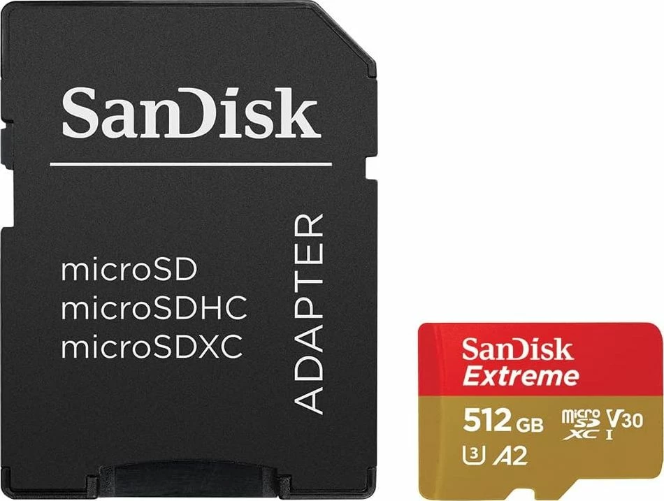 Kartelë memorie microSDXC SanDisk Extreme SDSQXAV-512G-GN6MA 512GB Class 10 UHS-I/U3 A2 V30 me adapter