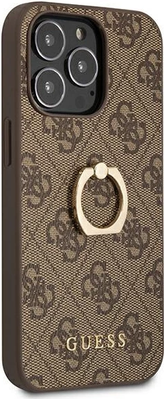 Mbështjellës Guess GUHCP13L4GMRBR për iPhone 13 Pro/13 6.1", me unazë, kafe
