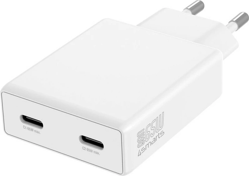 Karikues USB 4smarts 546065, 65W, 2x USB-C, GaN, i bardhë