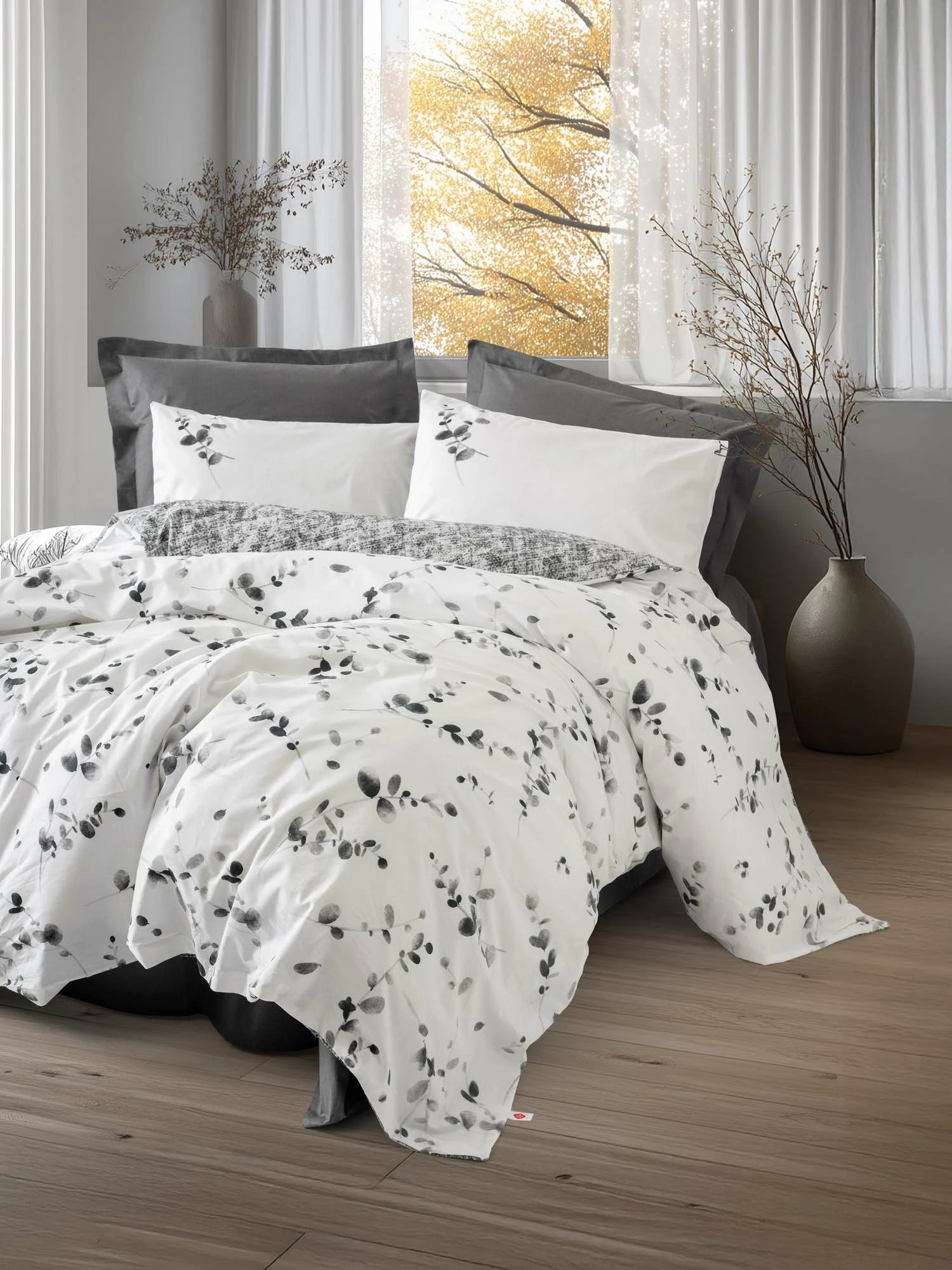 Set mbulesë për jorgan dopio, Elaria, ngjyrë antracit, L'Essentiel Linge de Maison