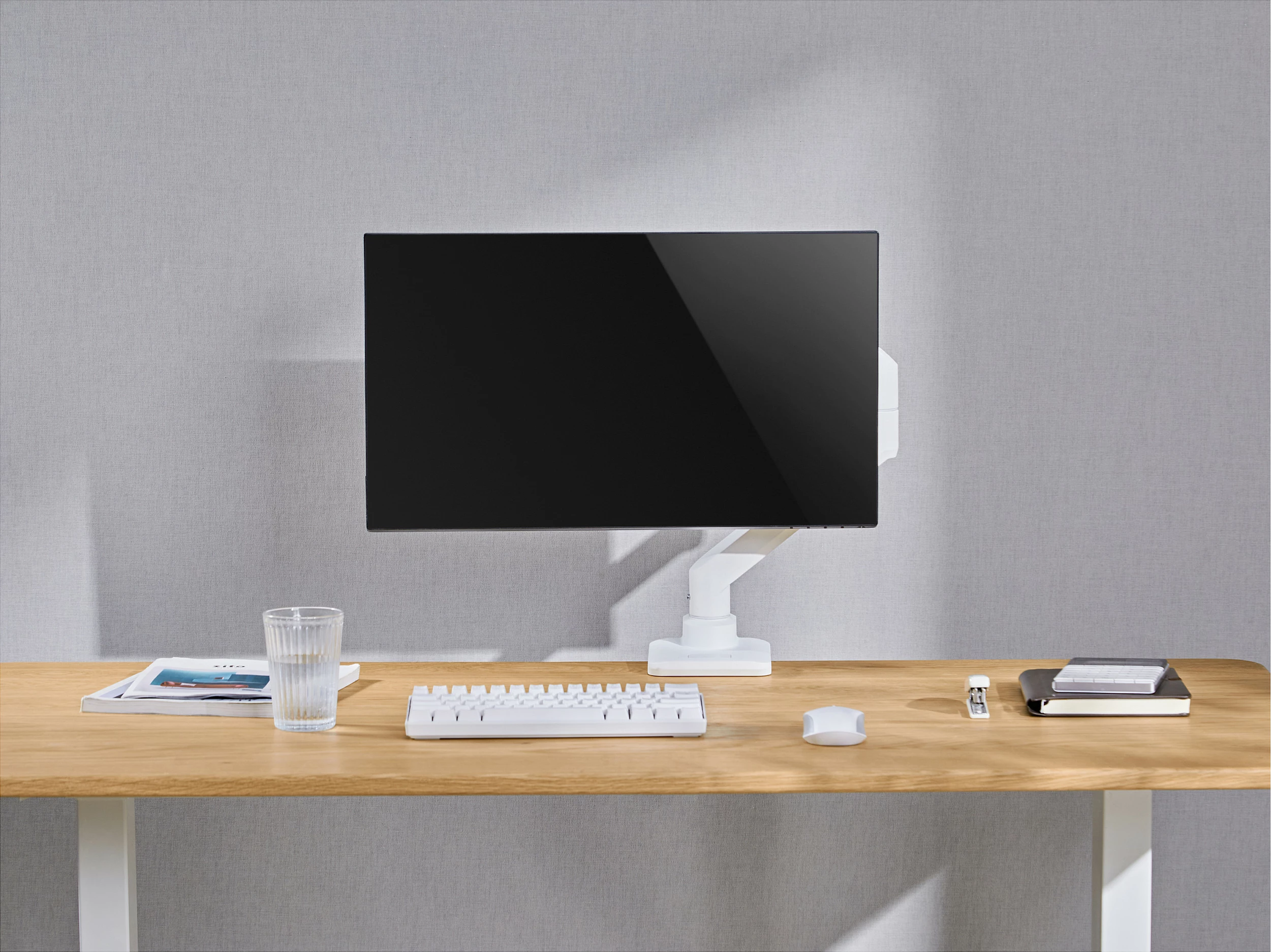 Mbajtëse monitori EQUIP Tischhalterung 17"-49", gas spring, VESA 75x75/100x100, 20 kg, e bardhë