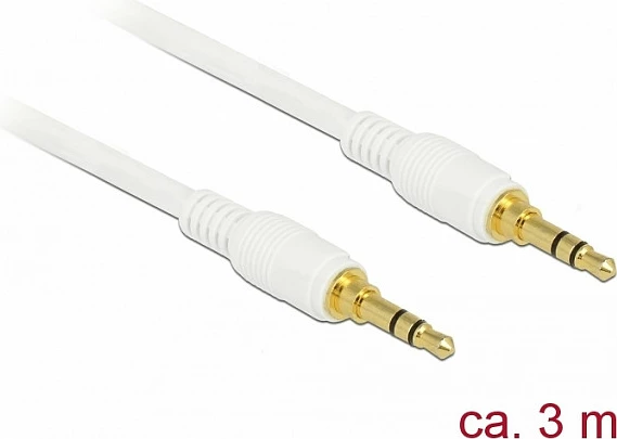 Kabllo audio AUX DeLOCK 85552, 3m, 3.5mm male-male, e bardhë