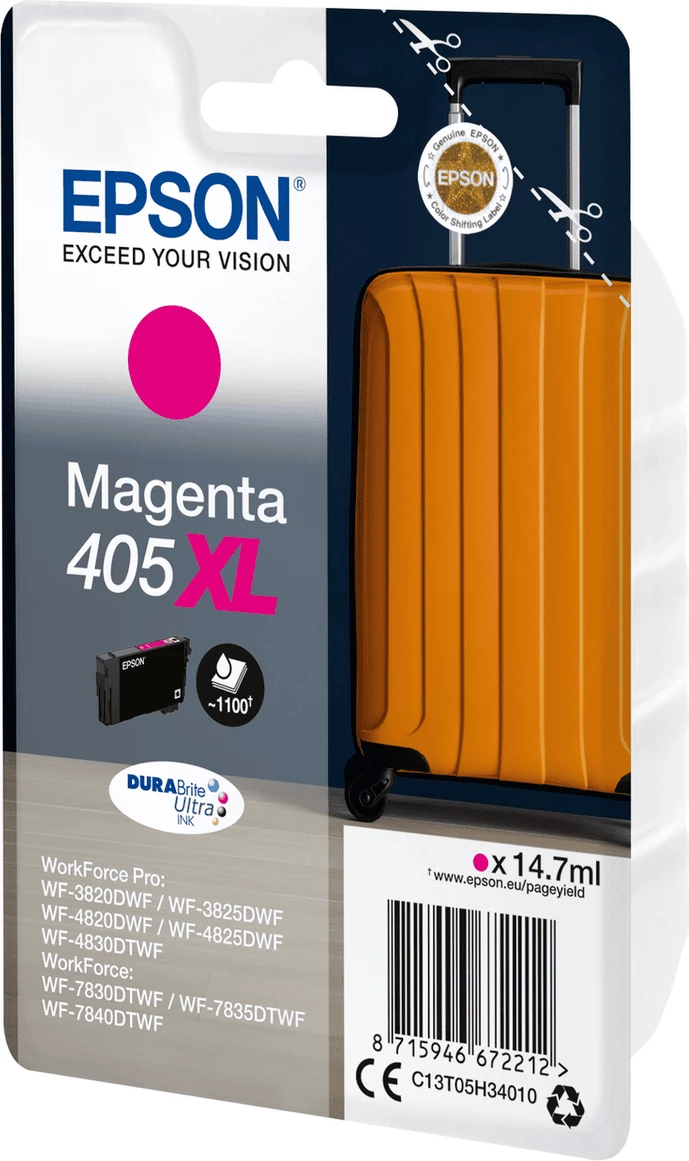 Fishek boje, Epson, 405XL / C13T05H34010, 14.7 ml, deri 1100 faqe, XL, Magenta