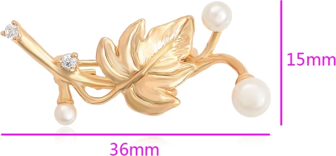 Brosh gjethe rrushi, e praruar në ar 18K B4