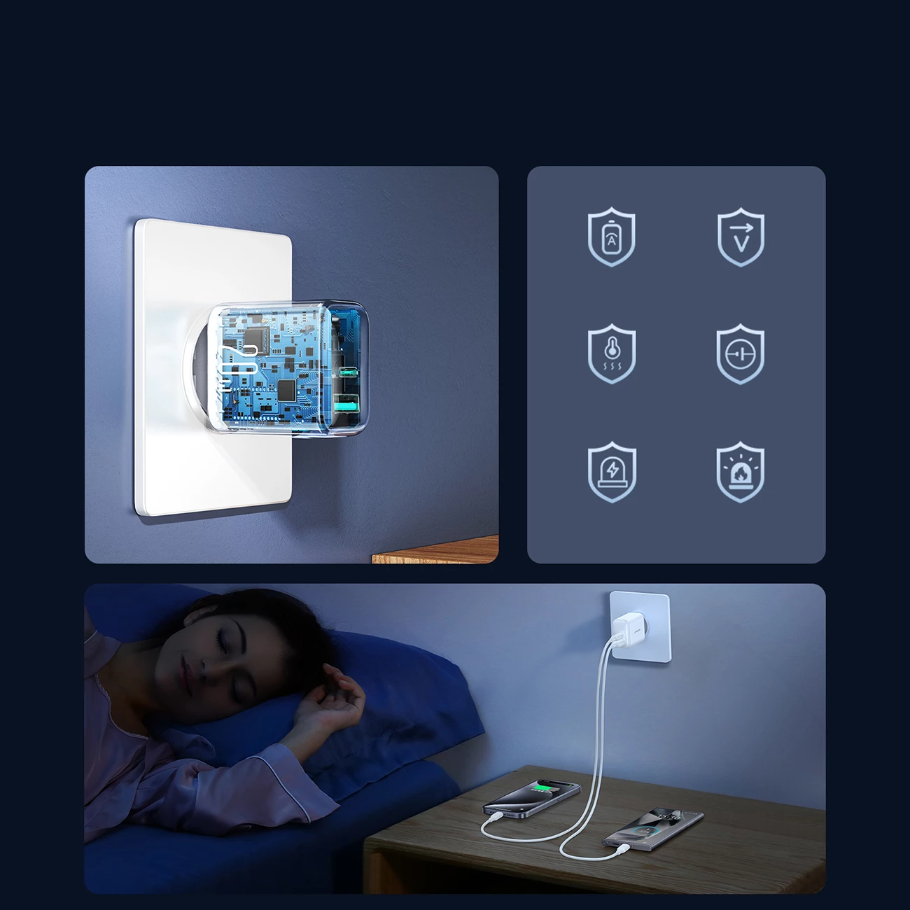 Karikues muri Joyroom JR-TCF21 20W PD/QC 3.0 2 porta USB-C/USB-A prizë UK i bardhë