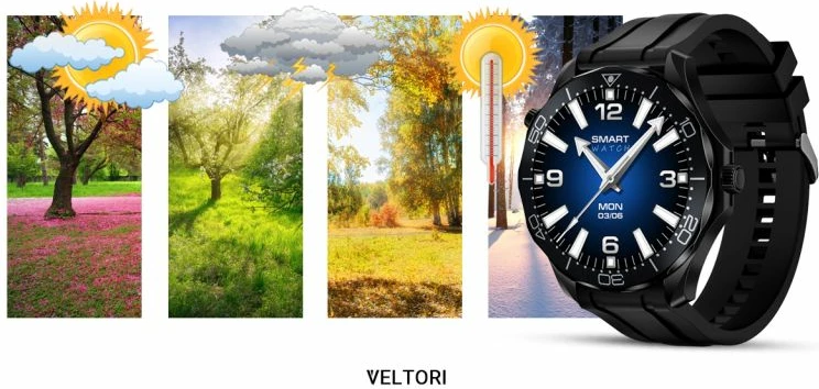 Smartwatch VELTORI unisex, e zezë