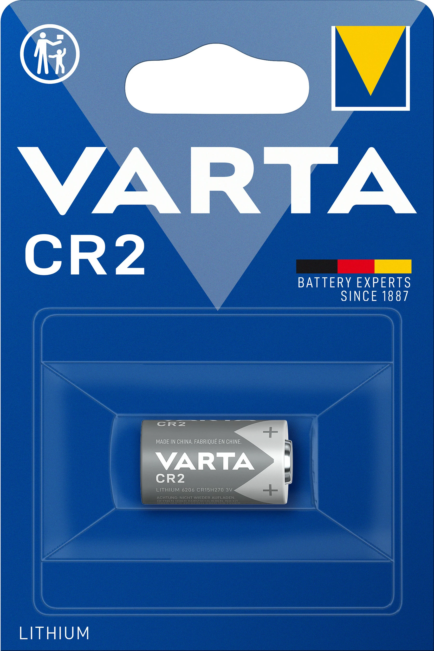 Bateri VARTA CR2 3V 880mAh Litium, 1 copë, gri/argjendtë