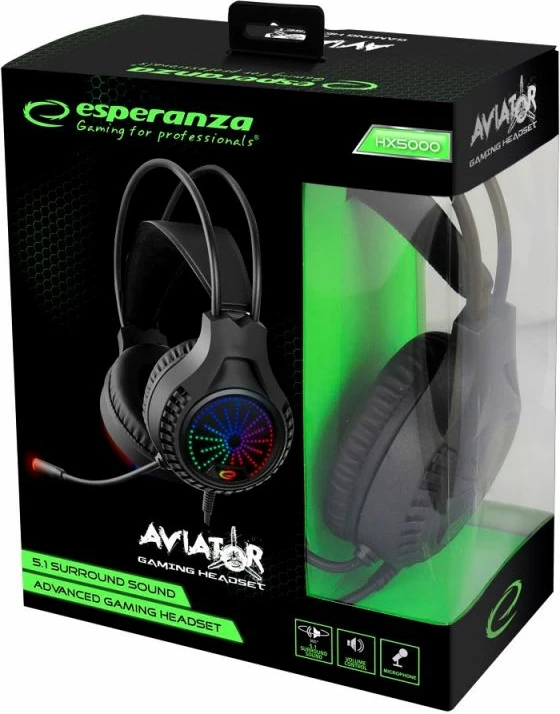 Kufje gaming Esperanza me mikrofon, të zeza