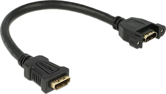 Kabllo zgjatëse HDMI DeLOCK 0.25 m, Type-A, me montim paneli, e zezë