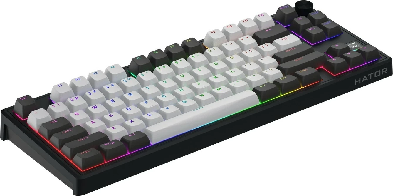 Tastierë mekanike Hator Skyfall 80 PRO Wireless, RGB, 75%, hot-swap, gri-e zezë