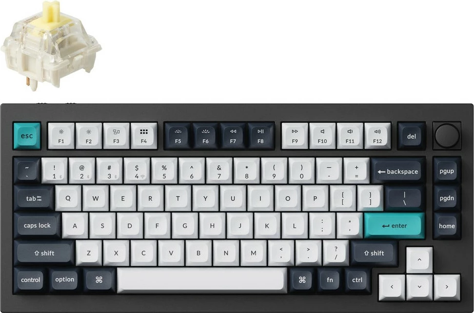 Tastierë Keychron Q1 Max, DE Layout, Gateron Jupiter Banana, Hot-Swap, alumini, RGB, e zezë/ shumëngjyrëshe
