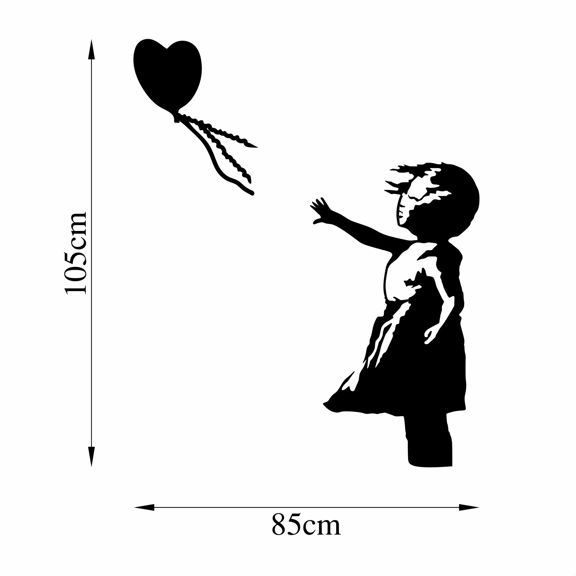 Aksesor dekorativ metalik për mur Wallity, Banksy - 14, ngjyrë e zezë, 105x85cm