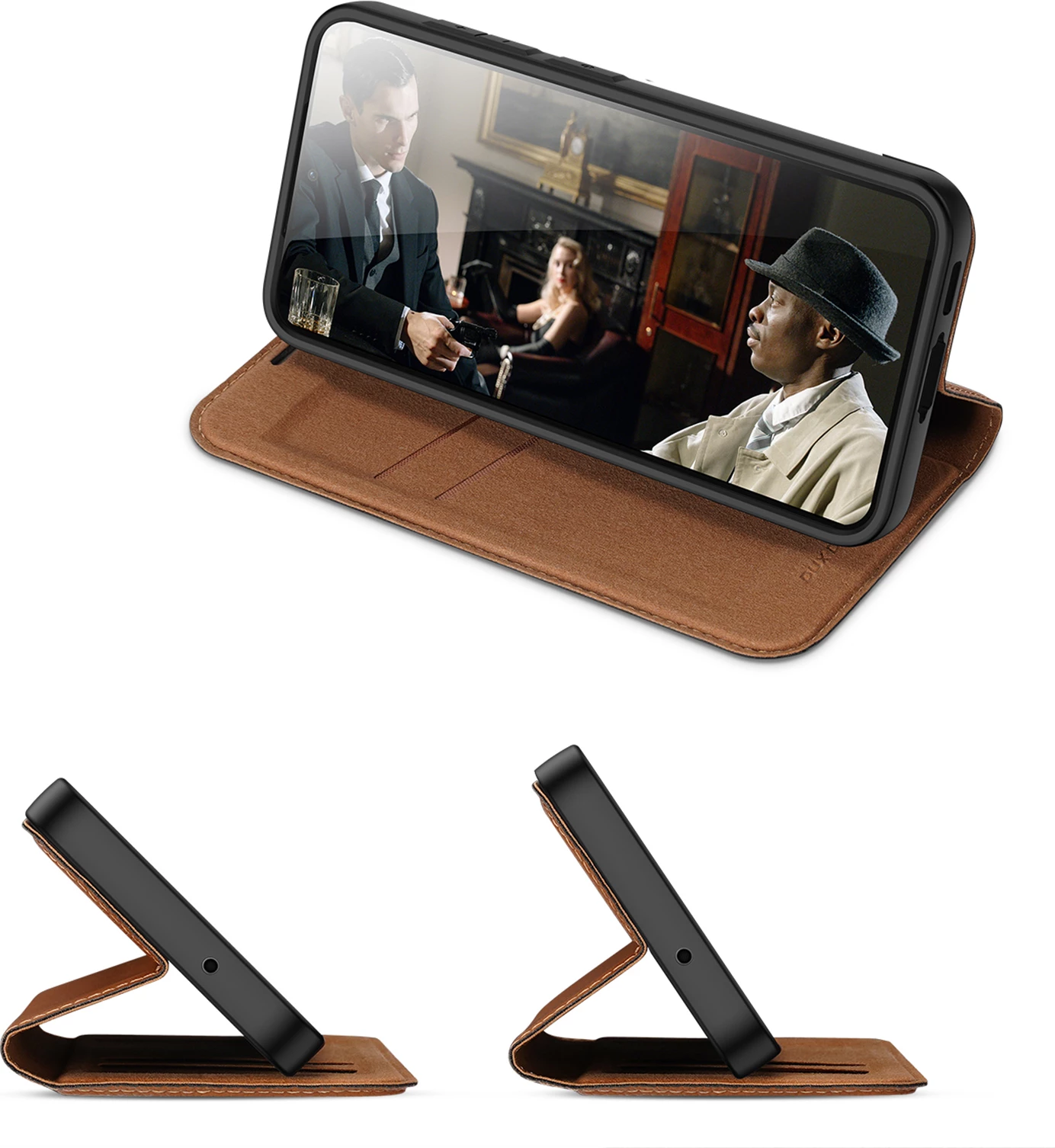 Mbështjellës Dux Ducis Skin X2 për Samsung Galaxy S23+, me kapak, portofol dhe qëndrim, Kafe